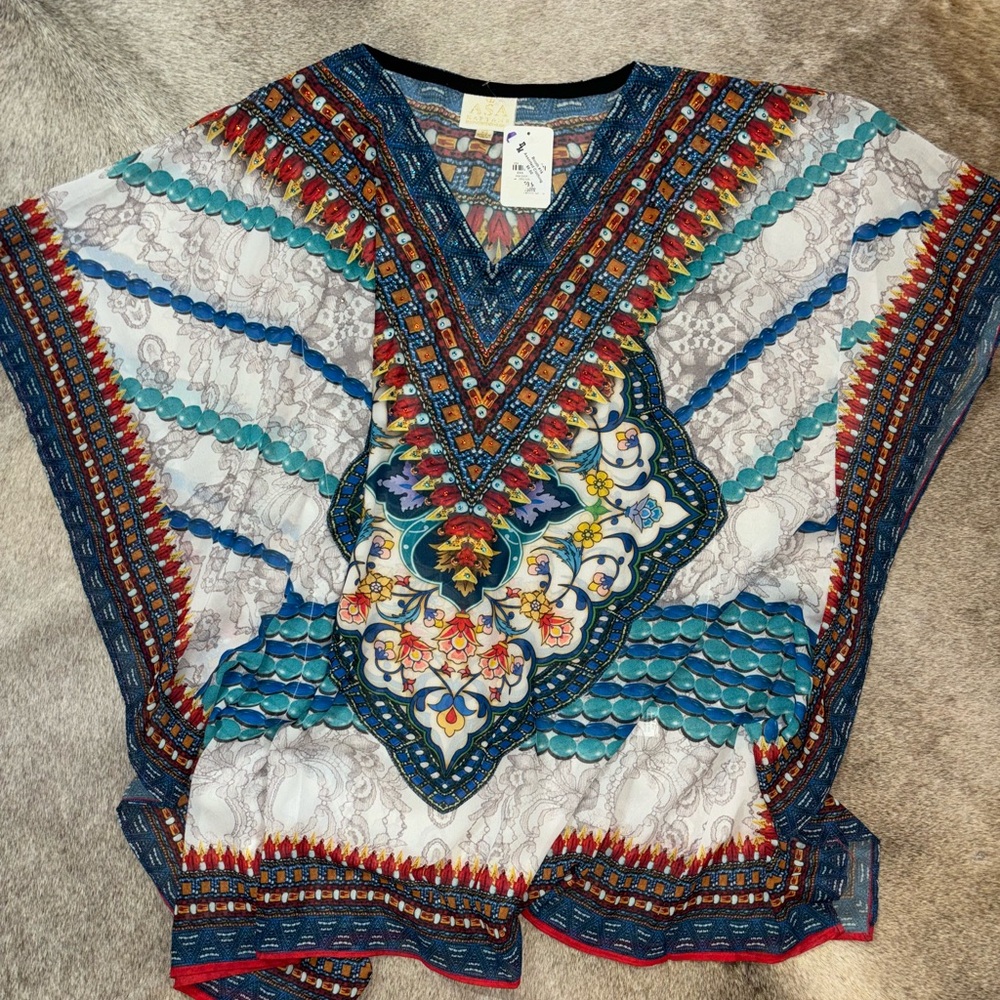 HSN Flower Vine Sheer Kaftan